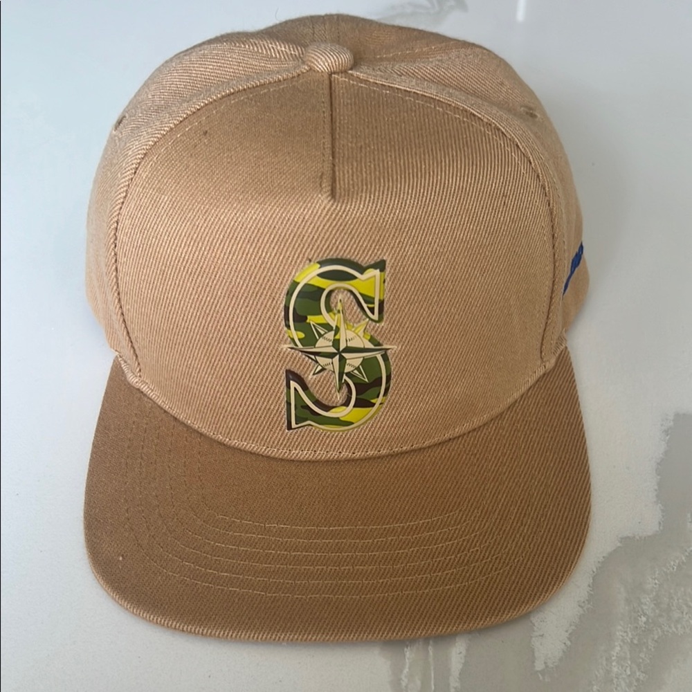 2024 Seattle Mariners Tan Baseball Hat Salute to Armed Forces Camouflage Logo